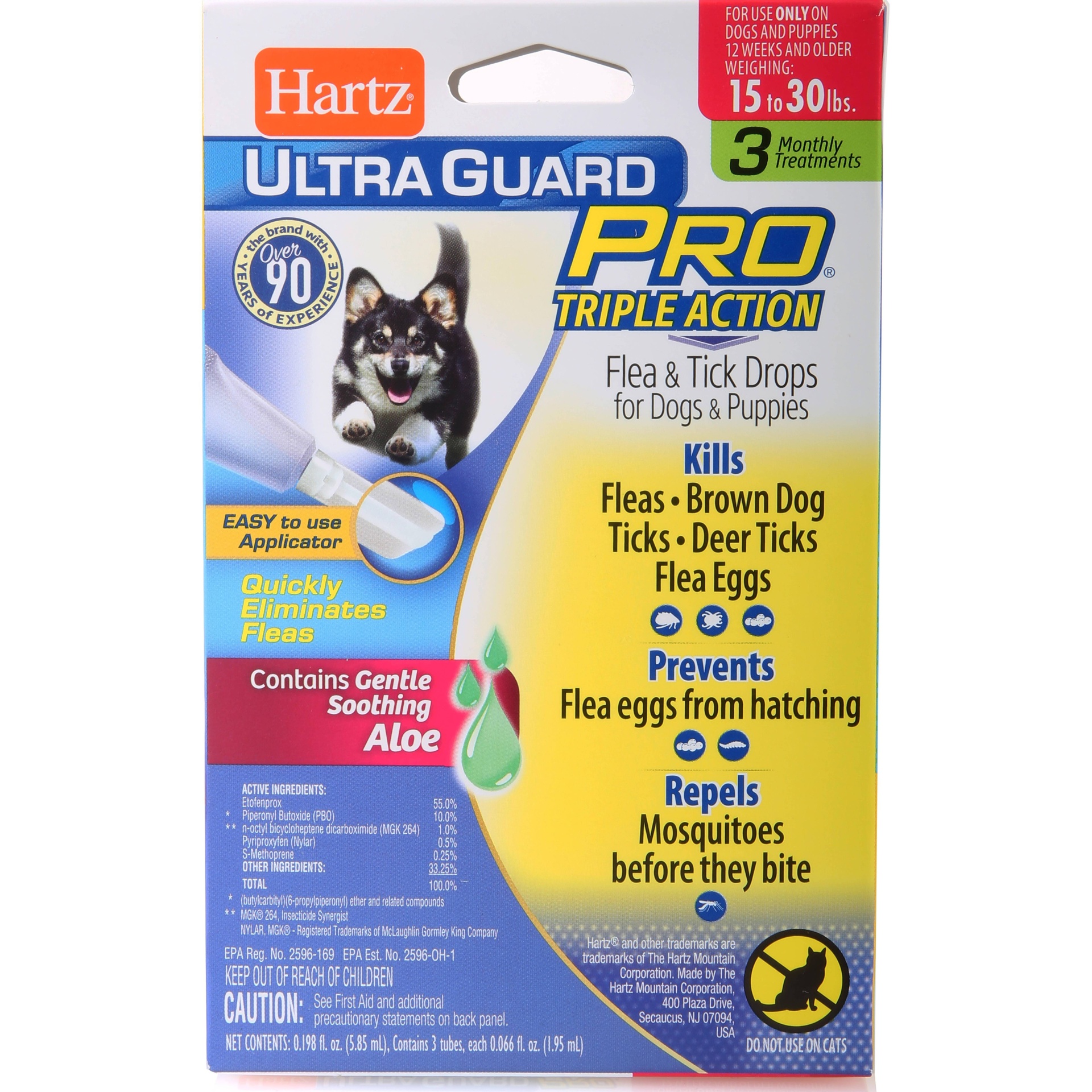 slide 1 of 3, Hartz Ultra Guard Pro Triple Action Flea And Tick Drops For Dogs 15-30 Lbs, 3 ct