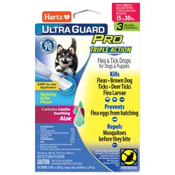 Hartz UltraGuard Pro Flea & Tick Drops For Dogs And Puppies 15-30lbs, 3 Month Supply