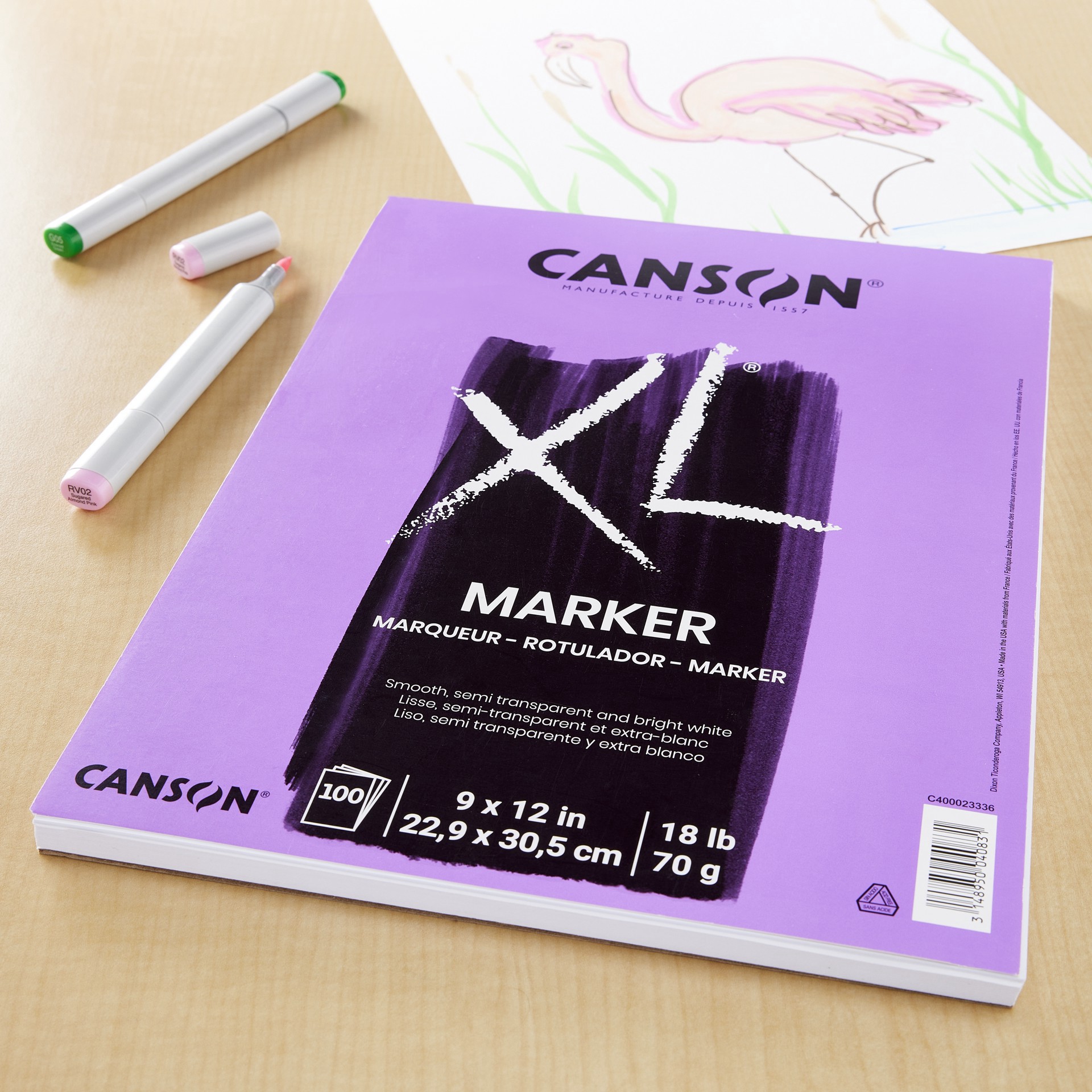 slide 2 of 4, Canson Xl Marker Pad, Bright White, 9 in x 12 in