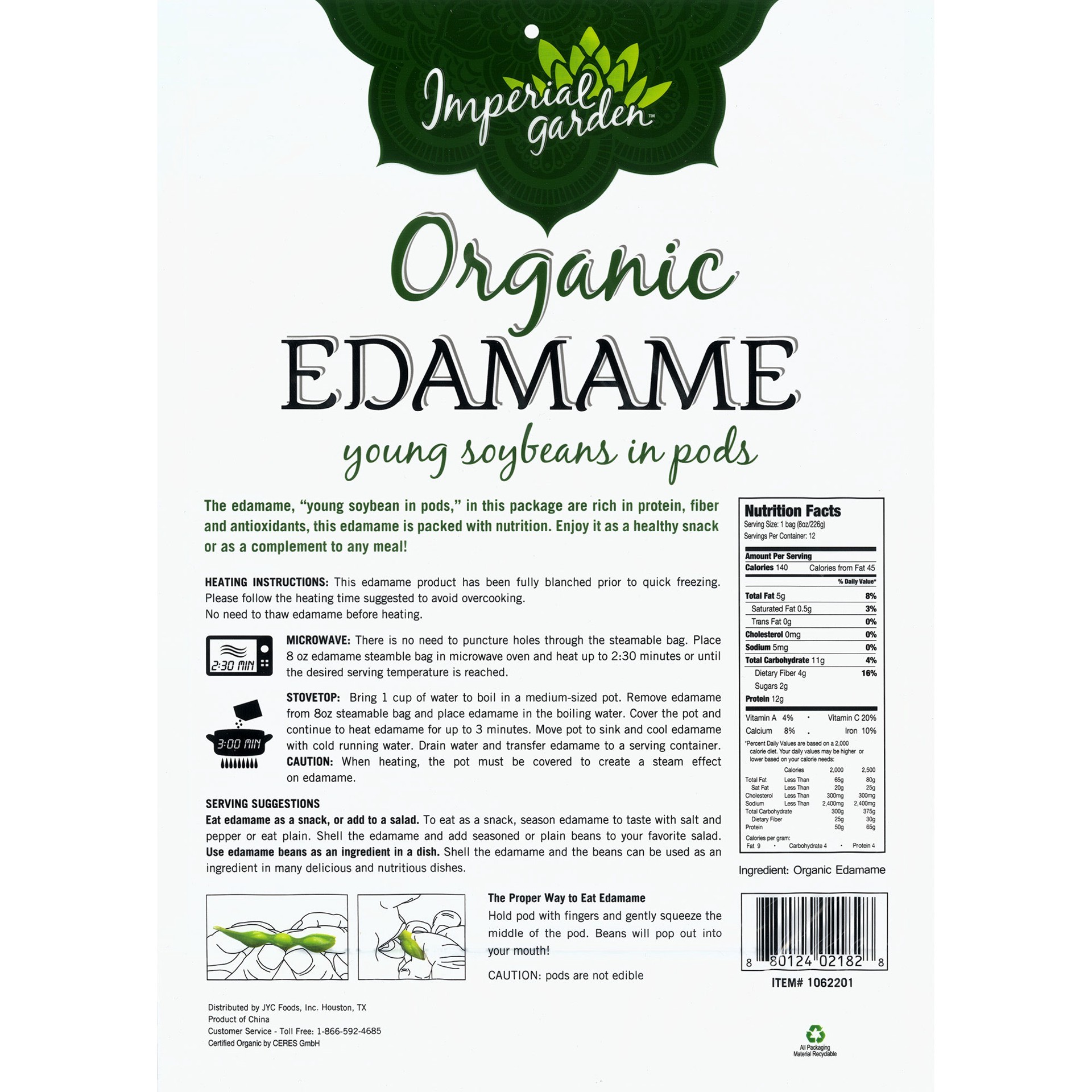 slide 2 of 2, Jyc Foods Imperial Garden Organic Edamame, 6 lbs, 