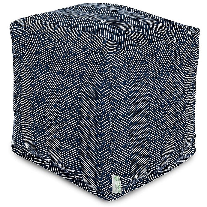 slide 1 of 6, Majestic Home Goods South West Square Indoor/Outdoor Pouf - Navy, 1 ct