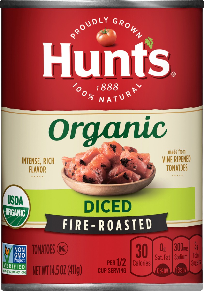 slide 2 of 2, Hunt's Diced Fire-Roasted Organic Tomatoes 14.5 oz, 14.5 oz