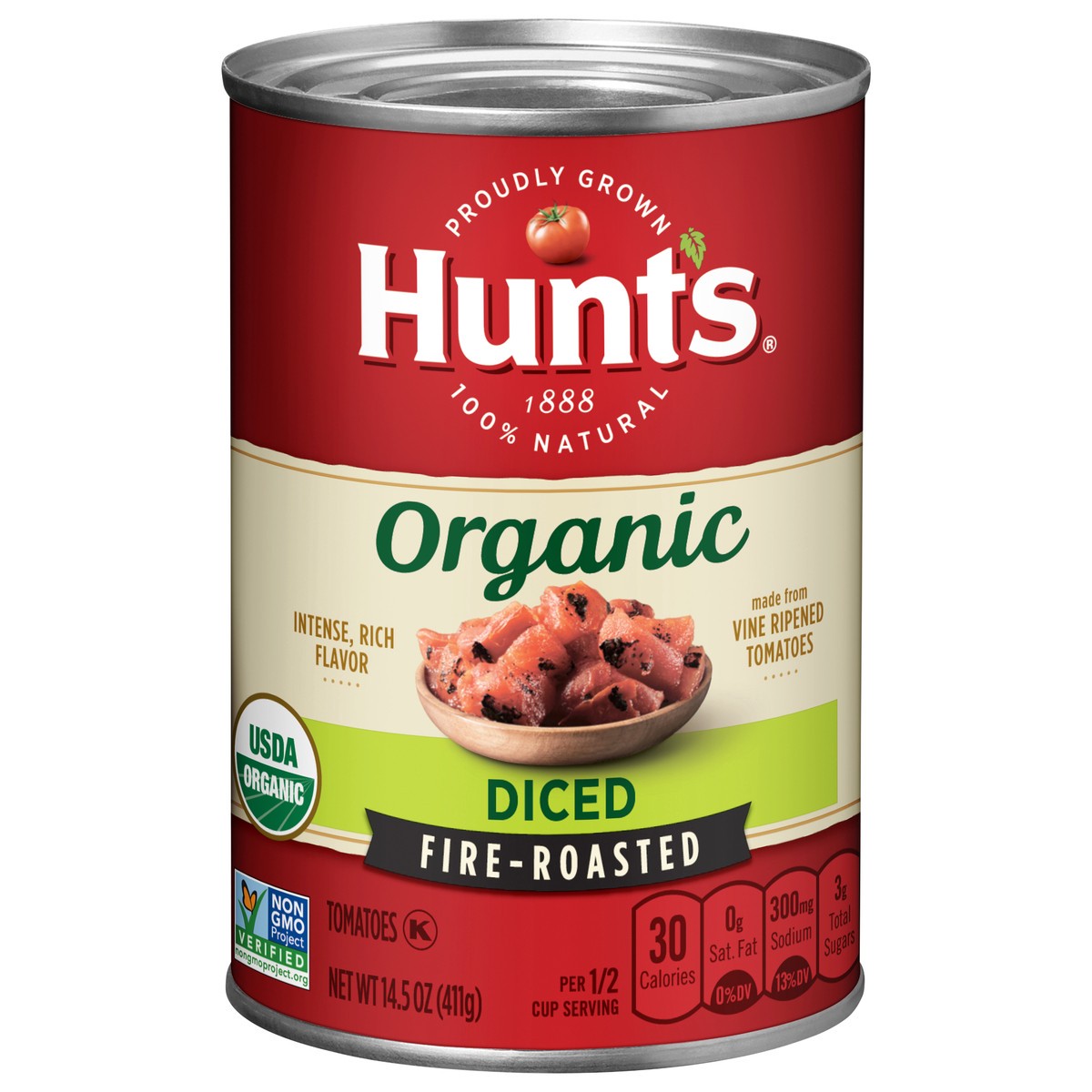 slide 1 of 2, Hunt's Diced Fire-Roasted Organic Tomatoes 14.5 oz, 14.5 oz