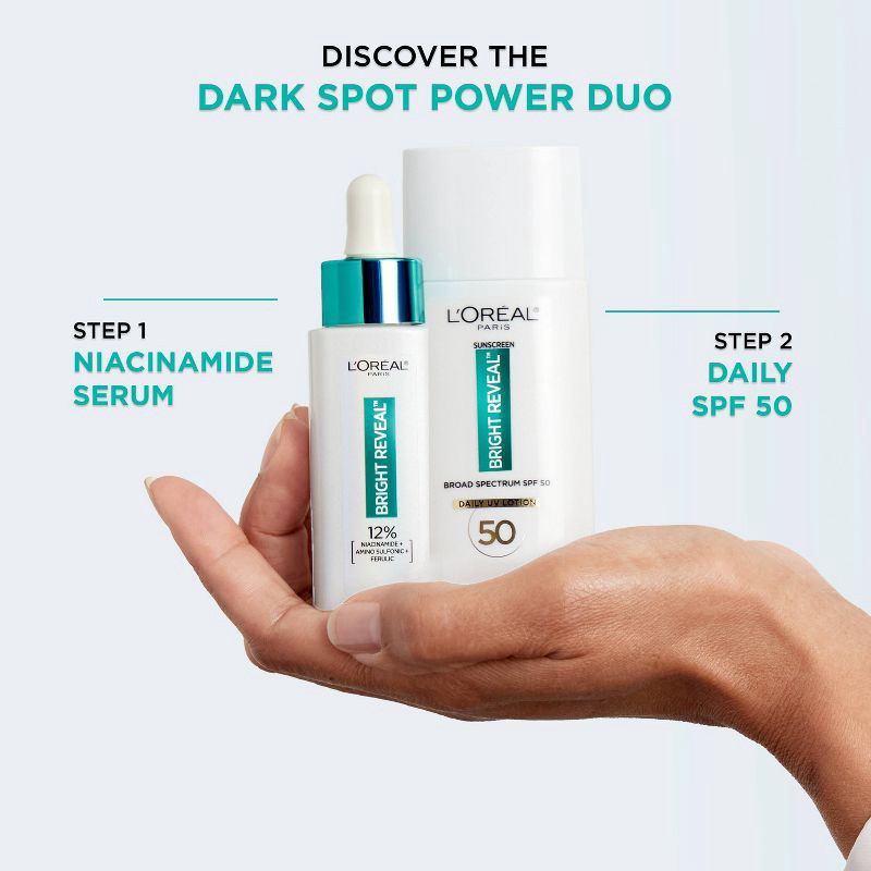 slide 7 of 9, L'Oreal Paris Bright Reveal Broad Spectrum Daily UV Lotion - SPF 50 - 1.7 floz, 1 ct