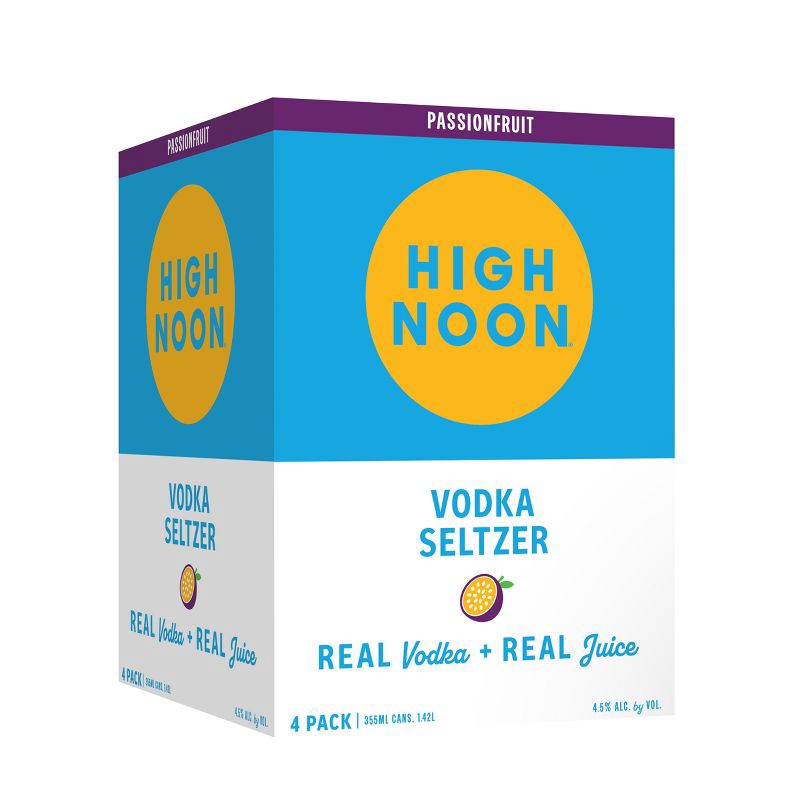 slide 1 of 5, High Noon Passionfruit Vodka Hard Seltzer - 4pk/355ml Cans, 4 ct; 355 ml