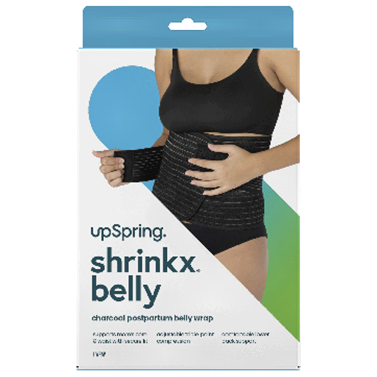 slide 1 of 13, Upspring Shrinkx Postpartum Belly Wrap with Adjustable Band & Compression - Charcoal Gray - Size S/M, SM/MED