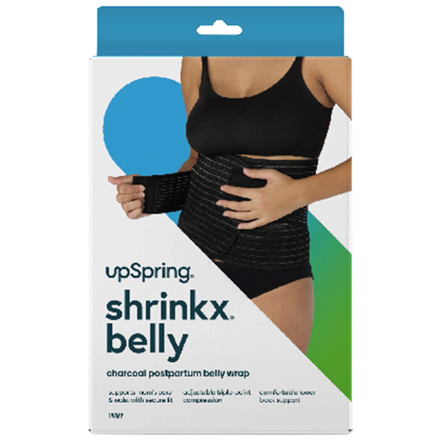 slide 1 of 3, Upspring Shrinkx Postpartum Belly Wrap with Adjustable Band & Compression - Charcoal Gray - Size L/XL, LG/XL