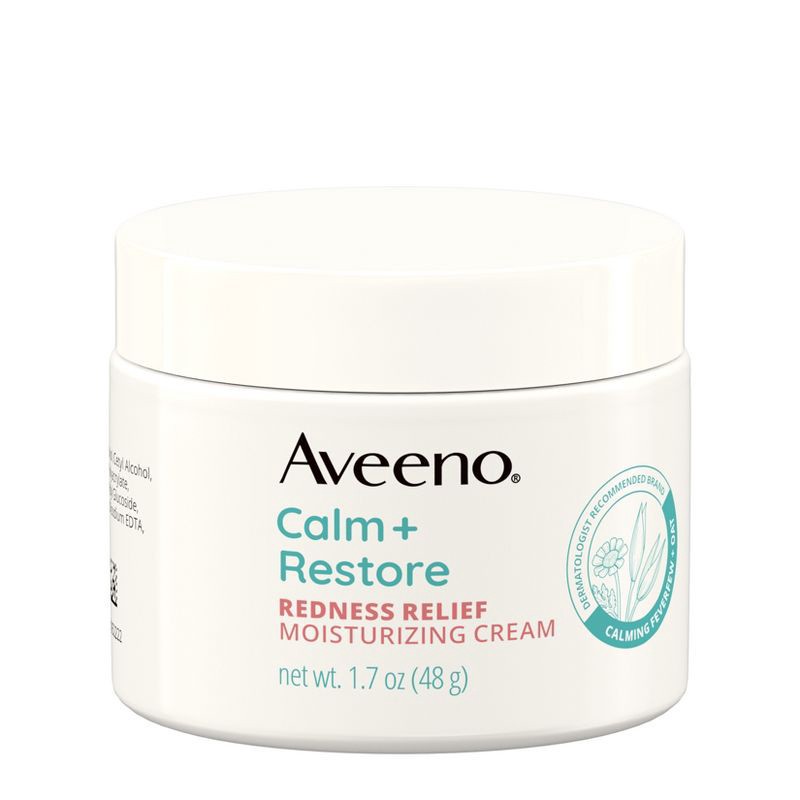 slide 1 of 9, Aveeno Calm + Restore Redness Relief Moisturizing Cream for Sensitive Skin - Fragrance Free - 1.7 fl oz, 1.7 fl oz