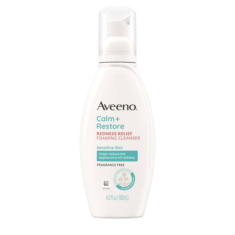 slide 1 of 11, Aveeno Calm + Restore Redness Relief Foaming Cleanser with Fewerfew - Fragrance Free - 6 fl oz, 6 fl oz