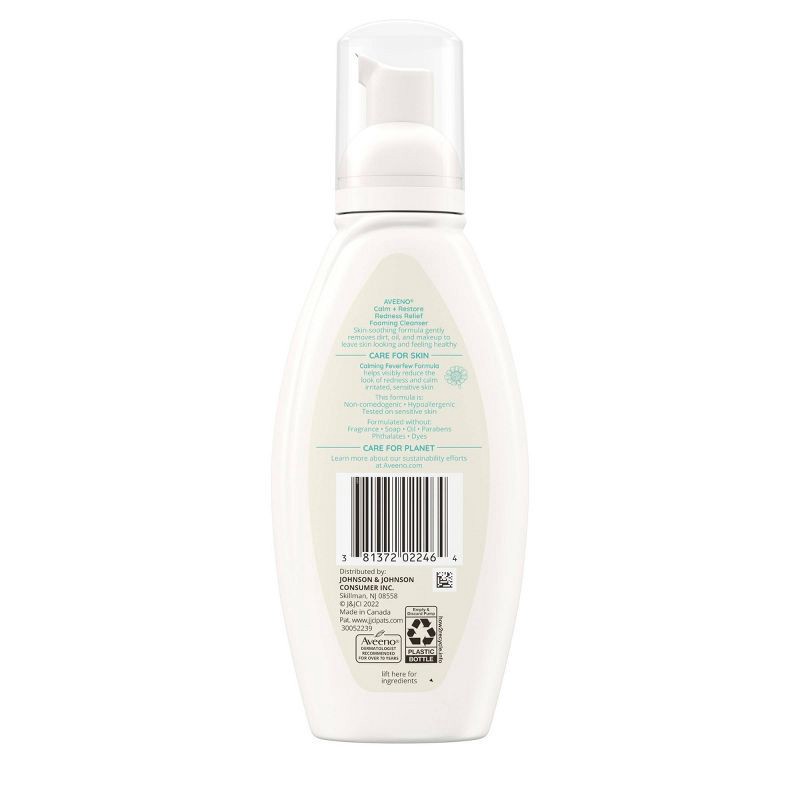 slide 7 of 11, Aveeno Calm + Restore Redness Relief Foaming Cleanser with Fewerfew - Fragrance Free - 6 fl oz, 6 fl oz