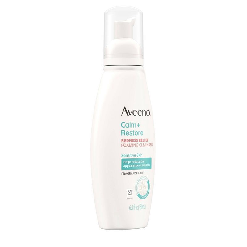 slide 8 of 11, Aveeno Calm + Restore Redness Relief Foaming Cleanser with Fewerfew - Fragrance Free - 6 fl oz, 6 fl oz