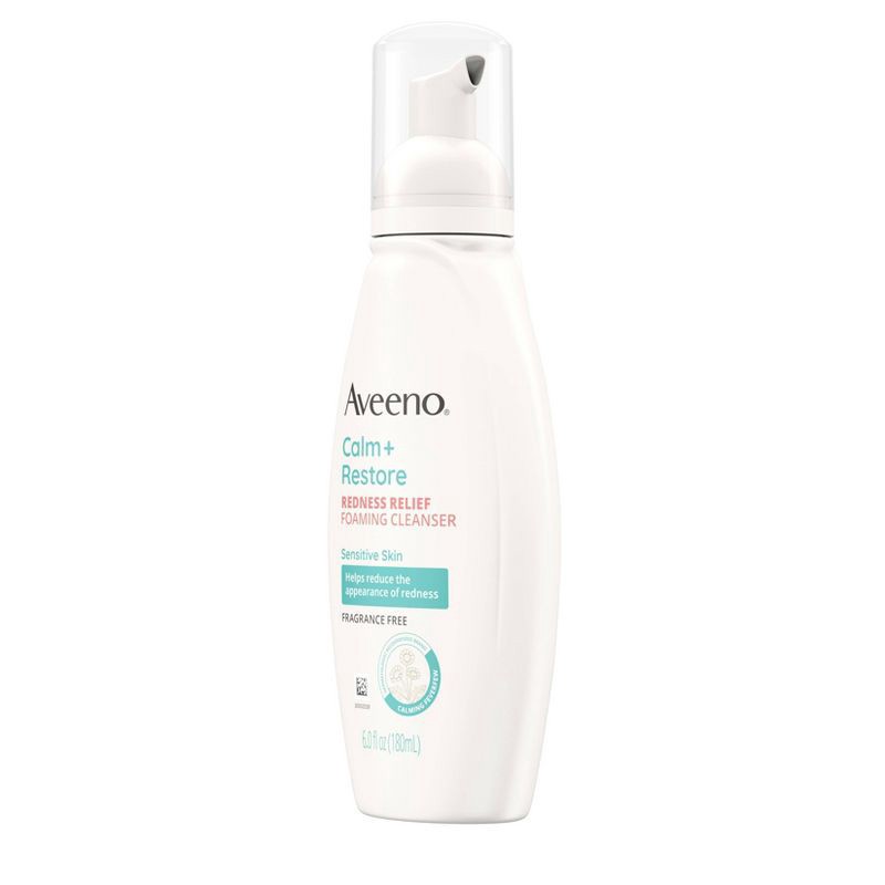 slide 9 of 11, Aveeno Calm + Restore Redness Relief Foaming Cleanser with Fewerfew - Fragrance Free - 6 fl oz, 6 fl oz