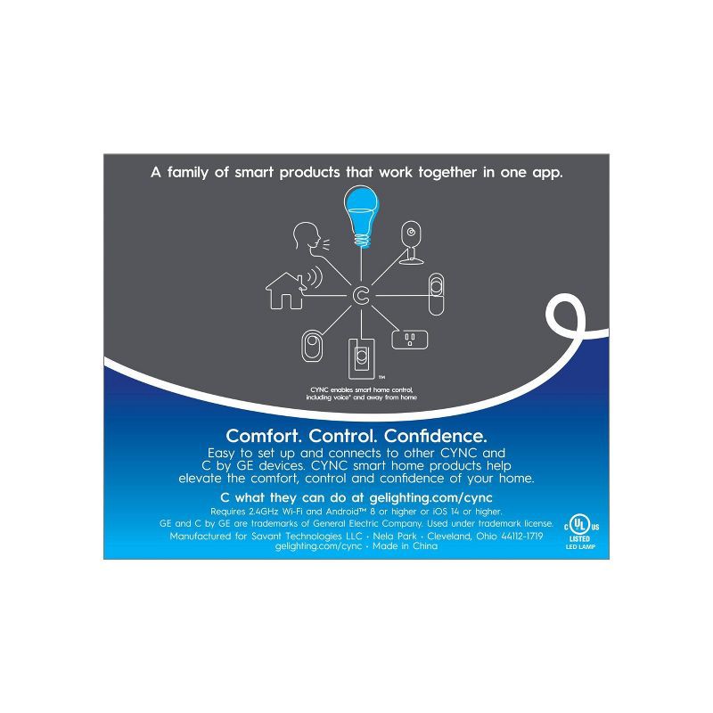 slide 5 of 5, GE Household Lighting GE CYNC 2pk Reveal Smart Light Bulbs, White, Bluetooth and Wi-Fi Enabled, 2 ct