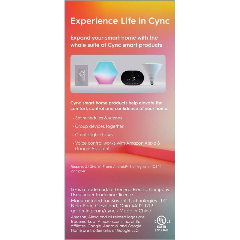 slide 3 of 15, GE Household Lighting GE CYNC Smart ST19 LED Edison Style Light Bulb Full Color: Color Changing, Alexa & Google Assistant Compatible, 60W Equivalent, 1 ct