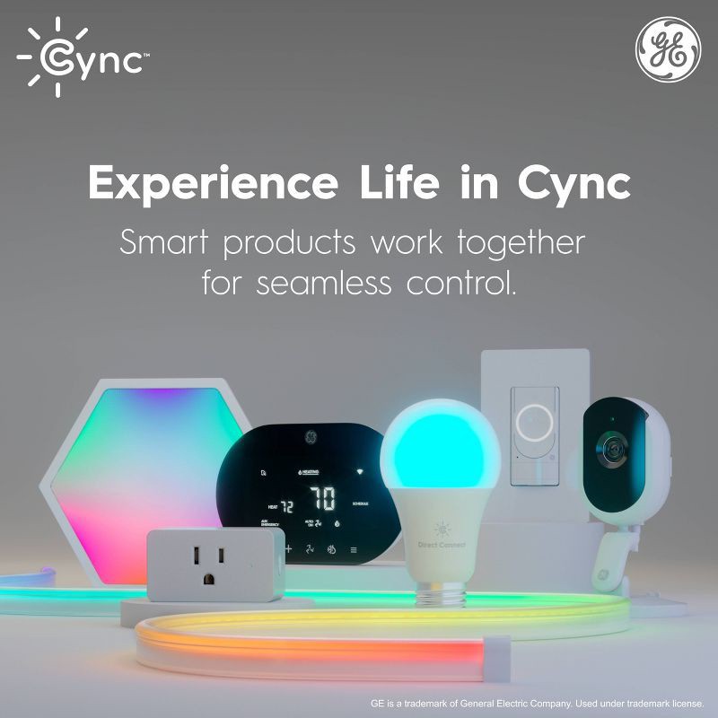 slide 10 of 15, GE Household Lighting GE CYNC Smart ST19 LED Edison Style Light Bulb Full Color: Color Changing, Alexa & Google Assistant Compatible, 60W Equivalent, 1 ct