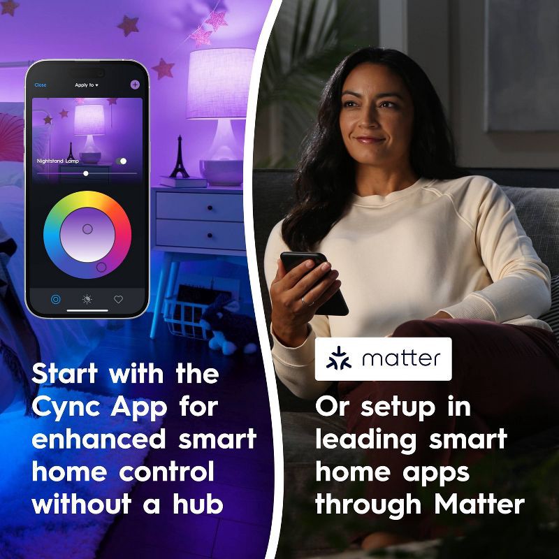 slide 6 of 15, GE Household Lighting GE CYNC Smart ST19 LED Edison Style Light Bulb Full Color: Color Changing, Alexa & Google Assistant Compatible, 60W Equivalent, 1 ct