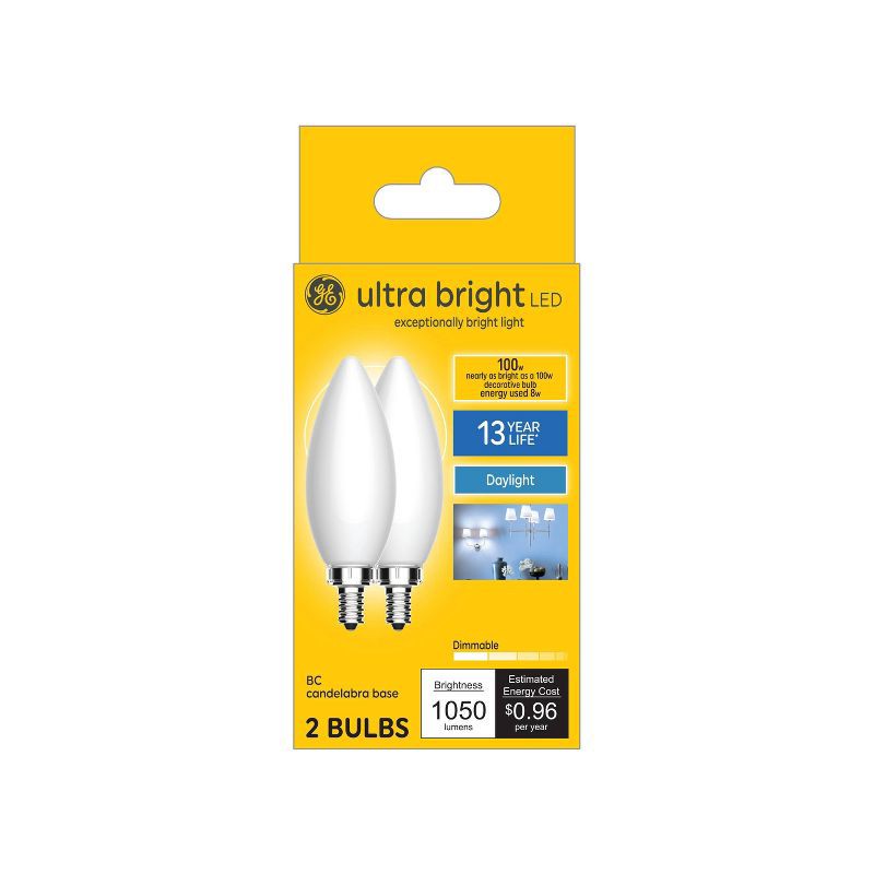 slide 1 of 5, GE Household Lighting GE 2pk 100W Ultra Bright LED BC Decorative Light Bulbs Daylight, 2 ct
