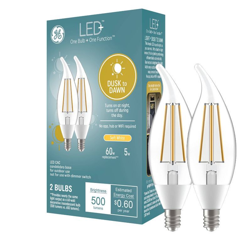 slide 1 of 13, GE Household Lighting GE 2pk LED+ Dusk to Dawn A19 LED Decorative Light Bulb Soft White, 2 ct