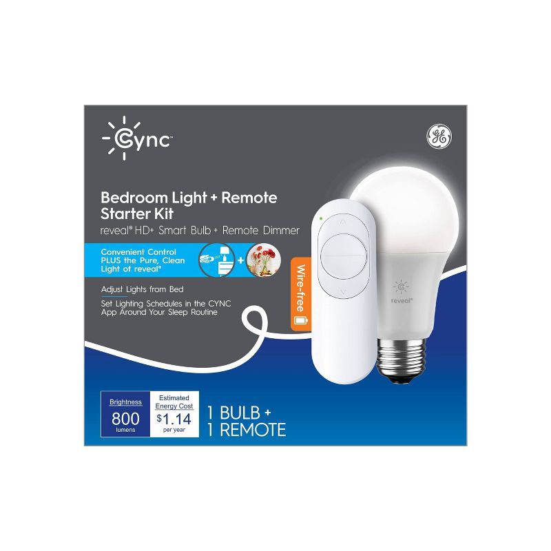 slide 1 of 5, General Electric GE CYNC Reveal Smart Light Bulb with Smart Dimmer Remote Bundle, 1 ct