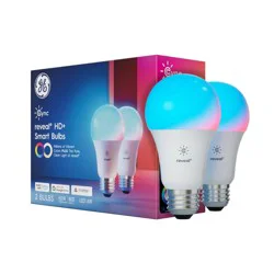 GE Household Lighting GE 2pk CYNC Reveal Smart A21 LED Light Bulbs Full Color