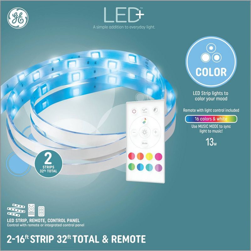 Ge 16ft Remote And Control Panel Included Led+ Color Changing Light Strip :  Target