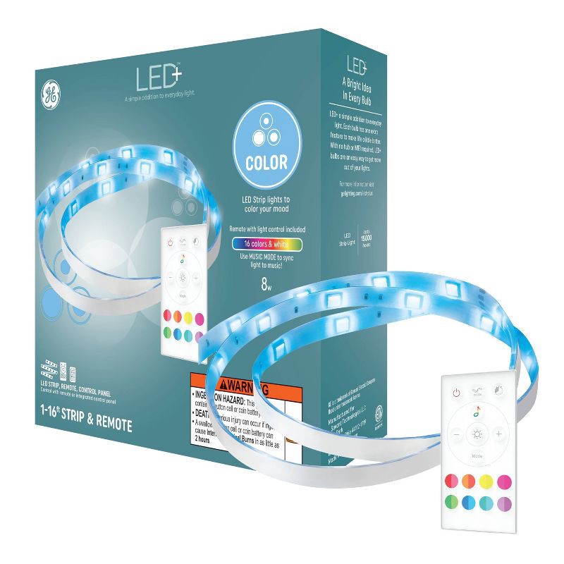 slide 1 of 9, GE Household Lighting GE LED+ Color Changing Light Strip 16ft, 16 ft