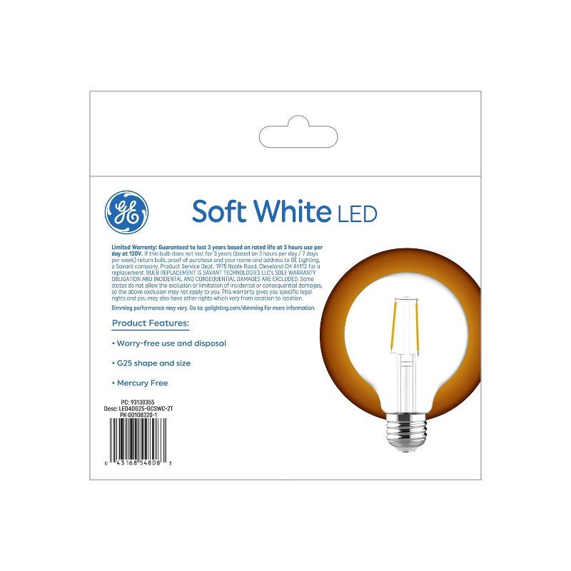 slide 4 of 5, General Electric GE 2pk 4 Watts Soft White Medium Base LED Globe Light Bulbs, 2 ct