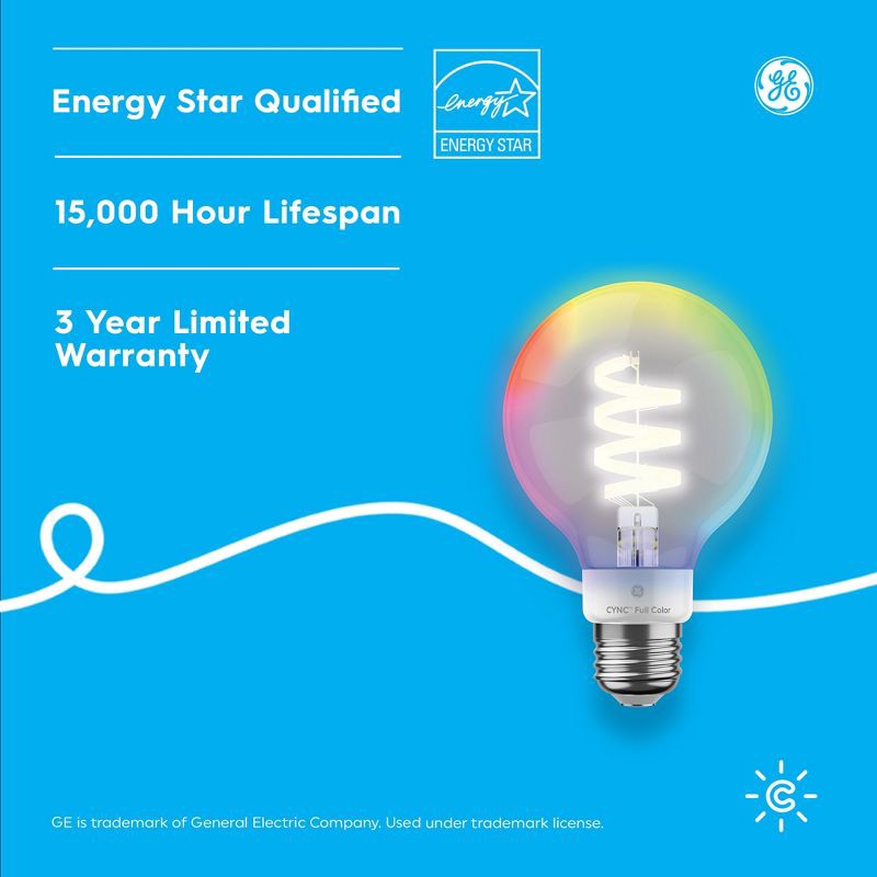 slide 8 of 9, GE Household Lighting GE CYNC Smart G25 LED Globe Light Bulb Full Color, 1 ct