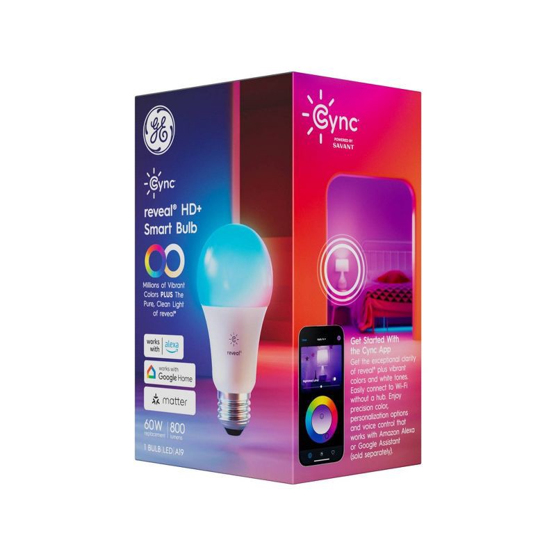 slide 3 of 9, GE Household Lighting GE CYNC Reveal Smart A21 LED Light Bulbs Full Color, 1 ct