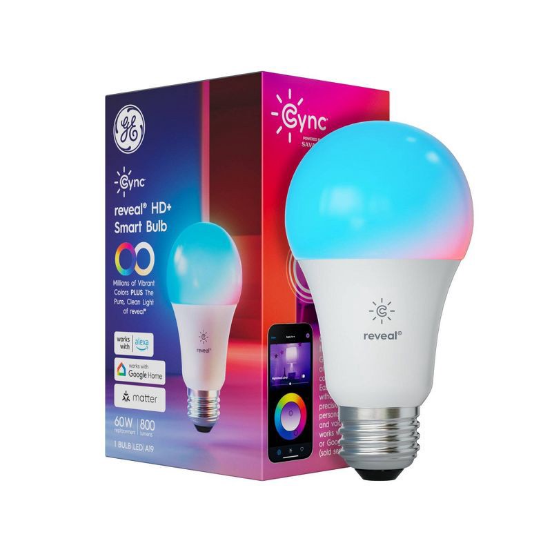 slide 1 of 9, GE Household Lighting GE CYNC Reveal Smart A21 LED Light Bulbs Full Color, 1 ct