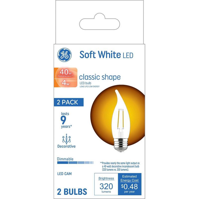 slide 4 of 5, General Electric GE 2pk 4 Watts Soft White Medium Base LED Decorative Light Bulbs, 2 ct
