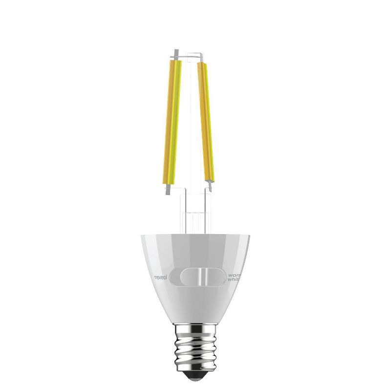 slide 3 of 5, GE Household Lighting GE 3pk 40W Color Select LED Decorative Light Bulbs Clear: Dimmable Candelabra Base E12, 2700K, 310 Lumens, 13.7-Year Life, 3 ct