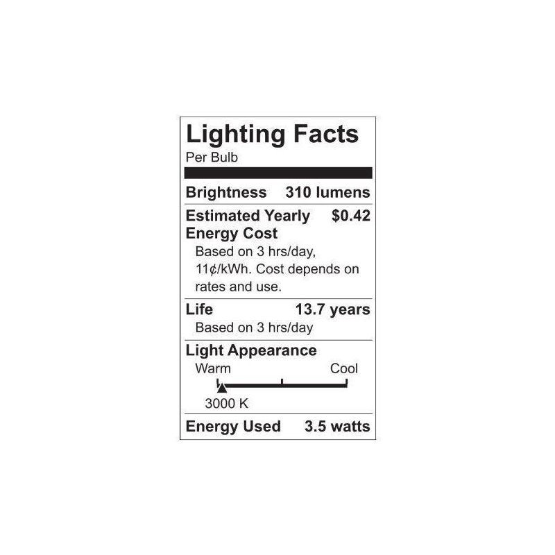 slide 5 of 5, GE Household Lighting GE 3pk 40W Color Select LED Decorative Light Bulbs Clear: Dimmable Candelabra Base E12, 2700K, 310 Lumens, 13.7-Year Life, 3 ct