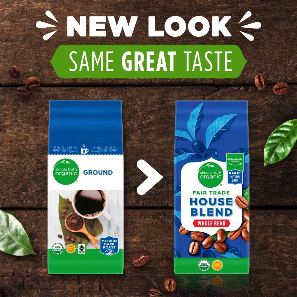 slide 6 of 6, Simple Truth Organic House Blend Whole Bean Coffee- 11 oz, 11 oz