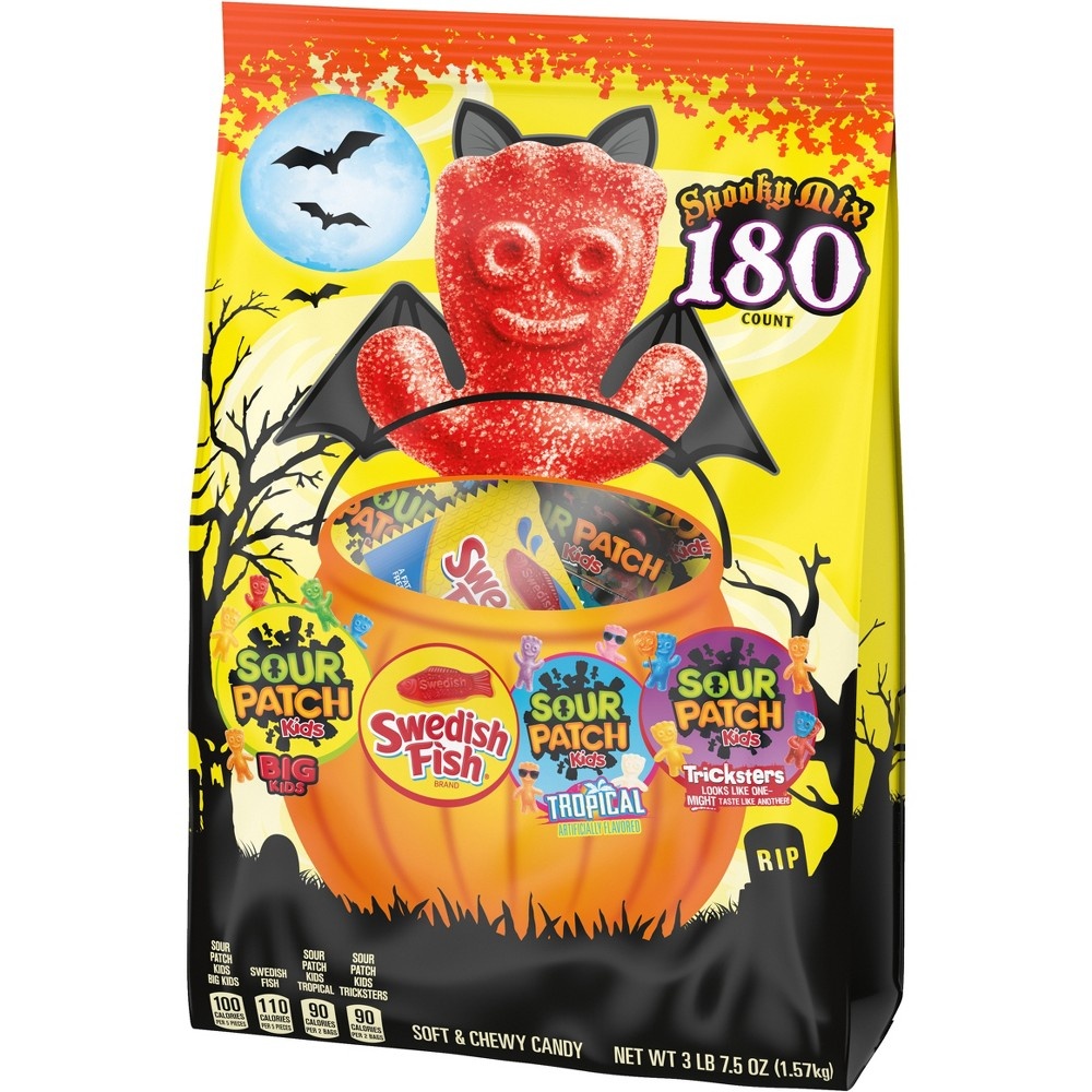 slide 3 of 7, Sour Patch Kids & Swedish Fish Halloween Candy Variety Pack Treat Size - 60oz/180ct, 60 oz, 180 ct