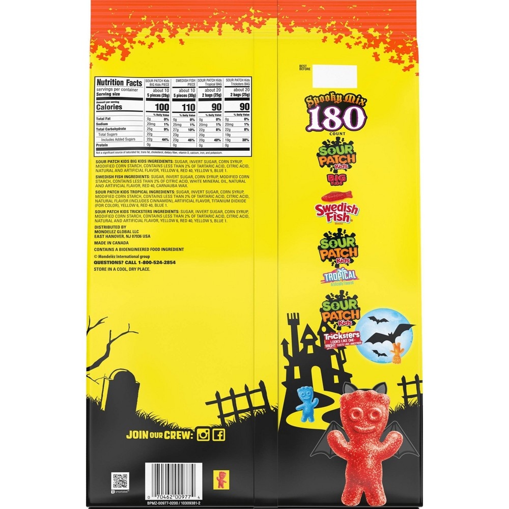 slide 7 of 7, Sour Patch Kids & Swedish Fish Halloween Candy Variety Pack Treat Size - 60oz/180ct, 60 oz, 180 ct