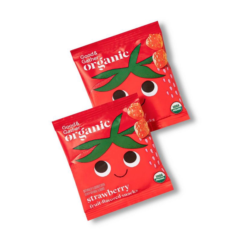 slide 2 of 4, Organic Strawberry Fruit Snacks - 20ct - Good & Gather™, 20 ct