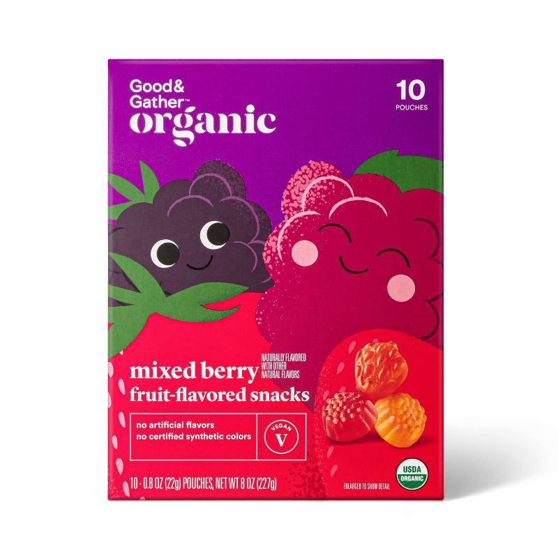 slide 1 of 4, Organic Mixed Berry Fruit Snacks - 8oz/10ct - Good & Gather™, 10 ct; 8 oz