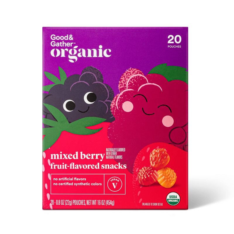 slide 1 of 4, Organic Mixed Berry Fruit Snacks - 20ct - Good & Gather™, 20 ct