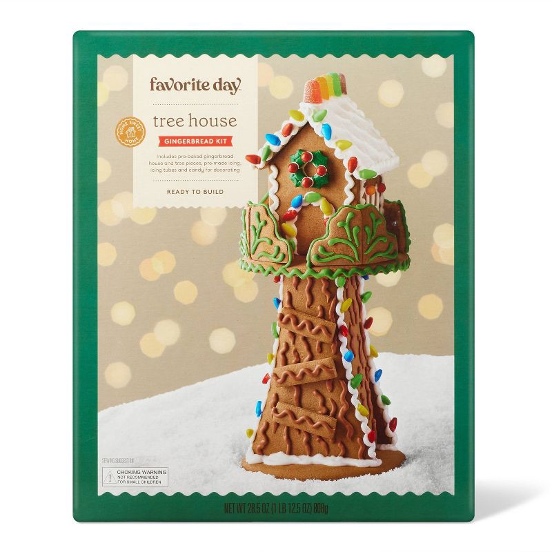 slide 1 of 4, Christmas Tree House Gingerbread House Kit - 28.5oz - Favorite Day™, 28.5 oz