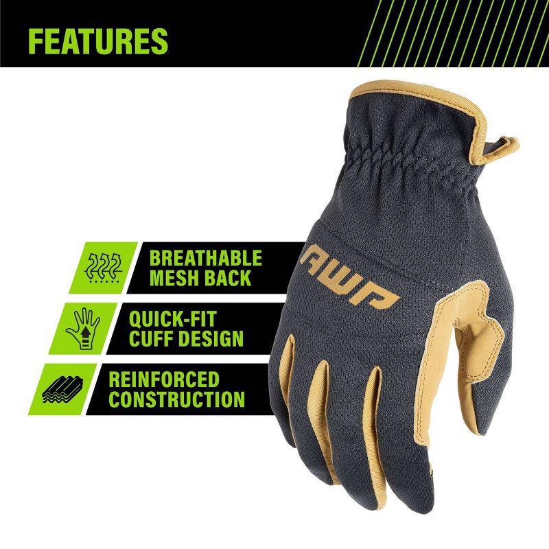 slide 6 of 6, AWP Men's Utility Working Gloves - Slate, 1 ct