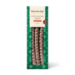 Christmas Milk Chocolate Dipped and White Drizzled Pretzel Rods - 5.1oz/6ct - Favorite Day™