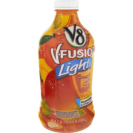 slide 2 of 8, V8 V-Fusion Light Peach Mango, 46 fl oz