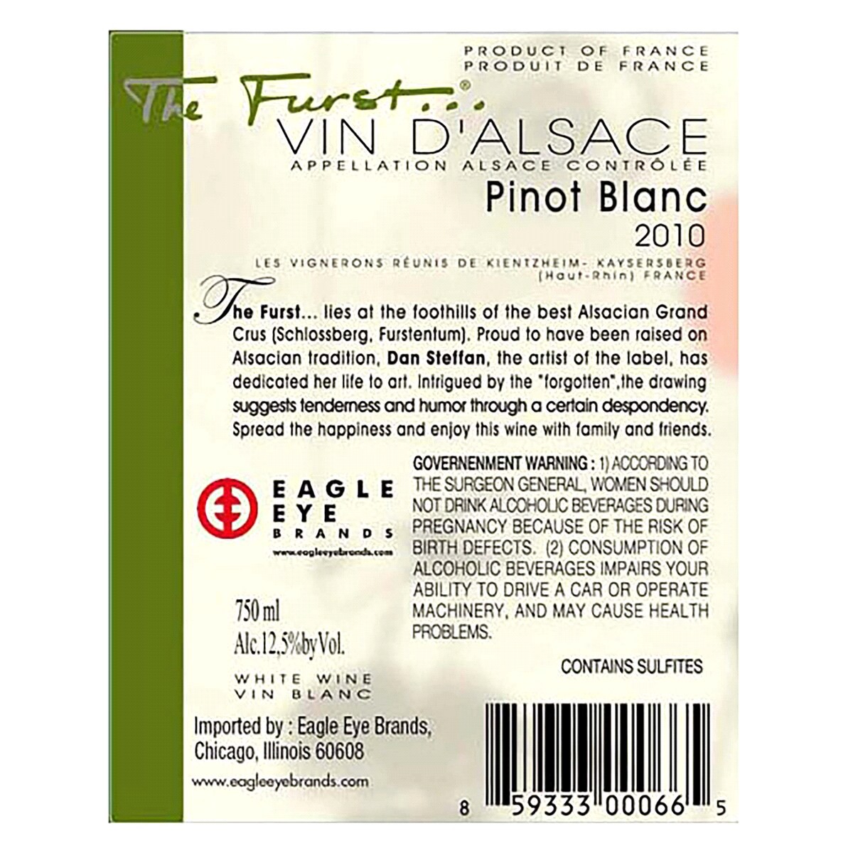 slide 2 of 2, Furst Pinot Blanc, 750 ml