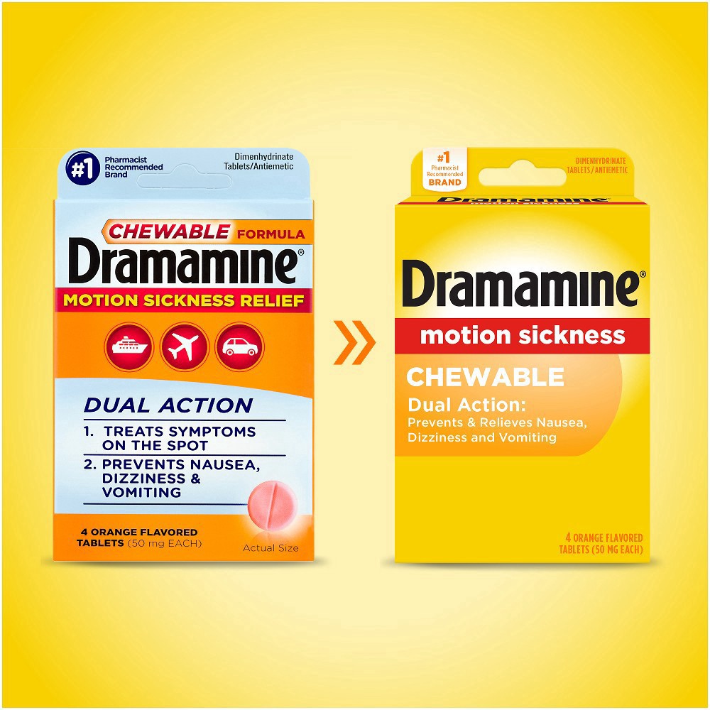 slide 3 of 6, Dramamine Tablets Chewable Motion Sickness 4 Tablets, 4 ct