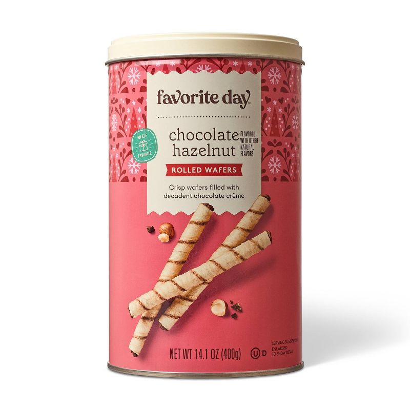 slide 1 of 4, Christmas Chocolate Hazelnut Rolled Wafers - 14.1oz - Favorite Day™, 14.1 oz