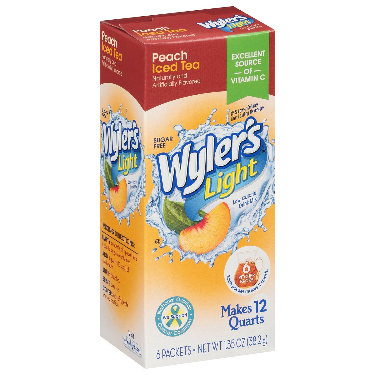 slide 3 of 9, Wyler's Light Low Calorie Peach Iced Tea Drink Mix - 6 ct, 6 ct