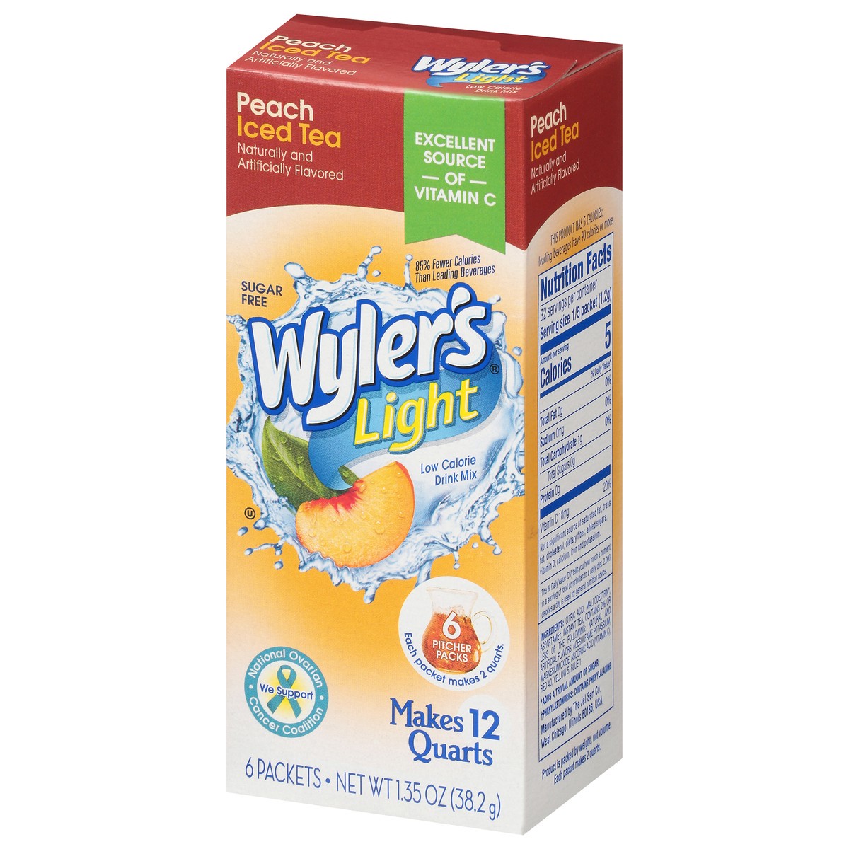 slide 9 of 9, Wyler's Light Low Calorie Peach Iced Tea Drink Mix - 6 ct, 6 ct