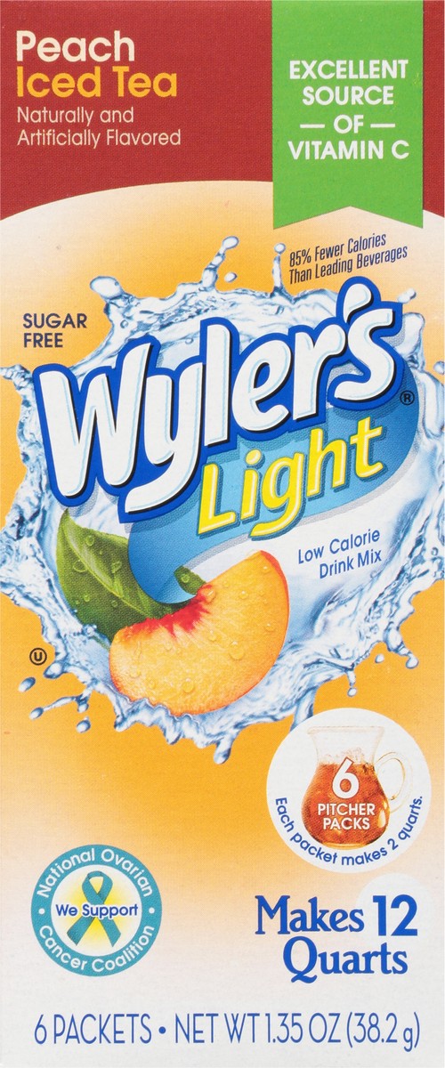 slide 2 of 9, Wyler's Light Low Calorie Peach Iced Tea Drink Mix - 6 ct, 6 ct