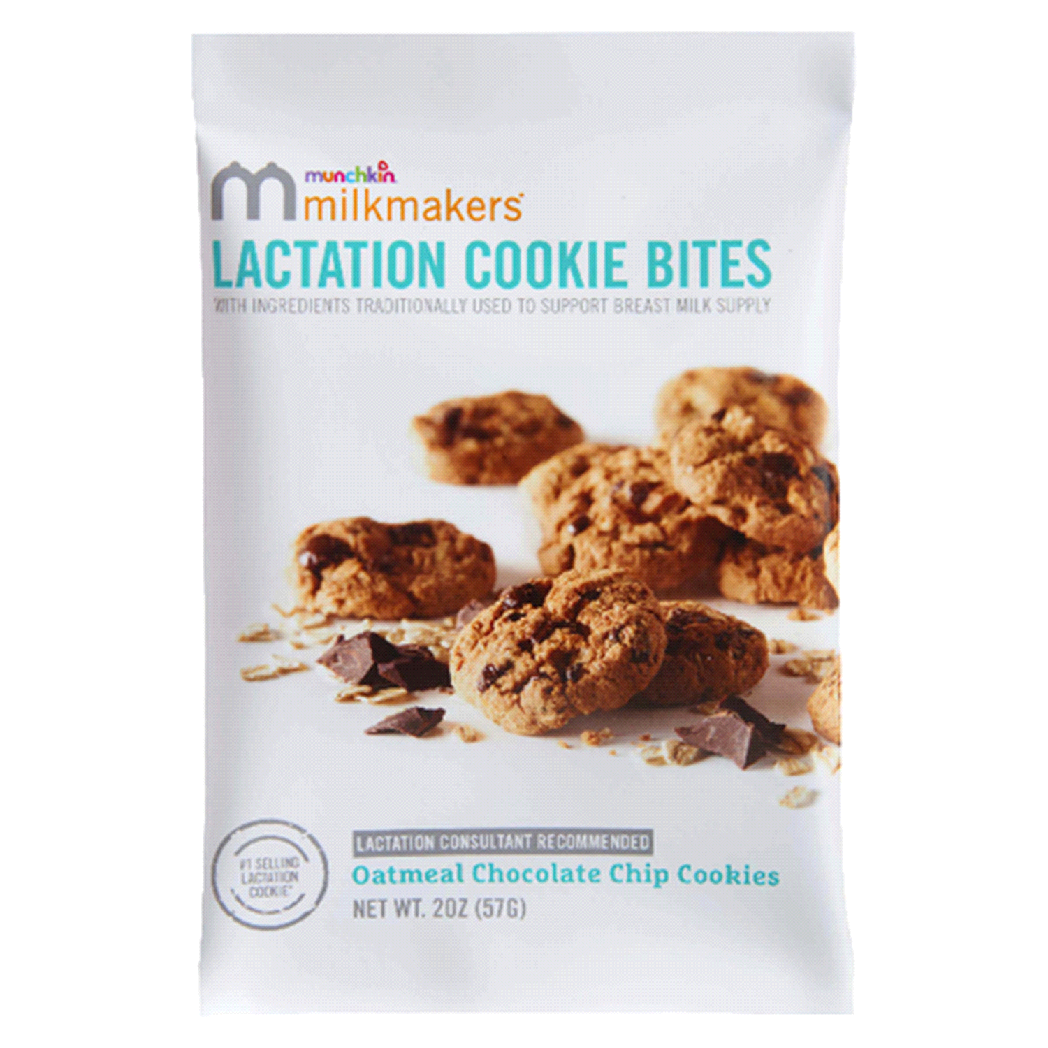 slide 1 of 3, Munchkin Milkmakers Oatmeal Chocolate Chip Lactation Cookie Bites 2 oz, 2 oz